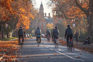 activity go to work by riding bicycle in the city professional photography