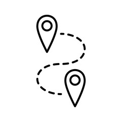 Map distance measuring icon. Map marker pointer. GPS location symbol.