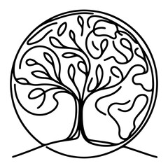 Fototapeta premium eco earth planet icon doodle black circle of globe world environment day hand draw outline earth day to reduce global warming growth concept vector illustration