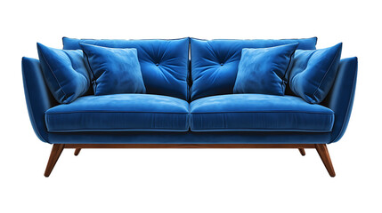Blue sofa modern isolated on transparent background