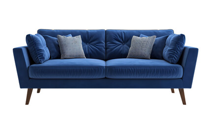 Blue sofa modern isolated on transparent background