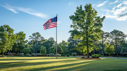 American flag in the park