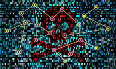 digital personal identity data theft issue hacker connections scam grunge concept background