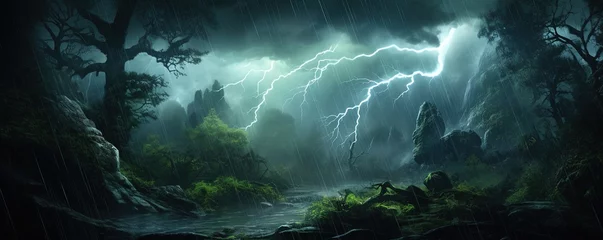 Deurstickers lightning bolt in the forest © Coosh448