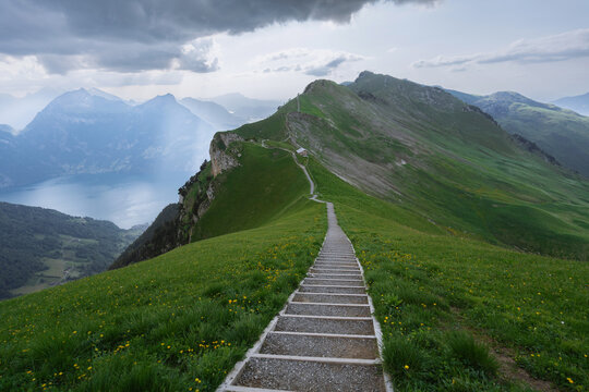 Scenic Path in Swiss Alps