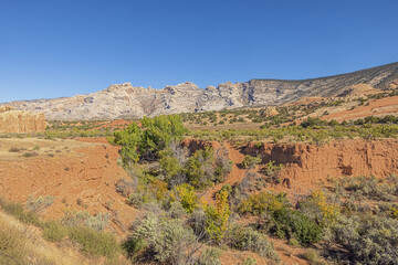 Fototapeta premium Red canyons near Turtle Rock next to Cub Creek Road in the Dinosaur National Monument