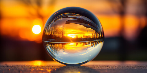 images of glass ball at sunset, glass ball reflections, Reflecting on New Beginnings: Capturing the Essence of Fresh Starts Through Beautiful Reflective Imagery