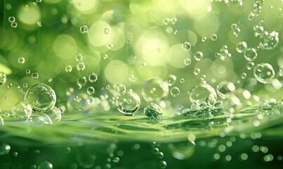 green bubbles floating in the water. Generative AI