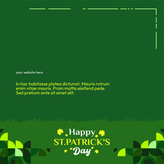 Fototapeta na wymiar Happy St Patrick's Day square banner in modern geometric style. Great for greeting covers, social posters and St Patrick's Day celebration party invitations with text. Vector illustration