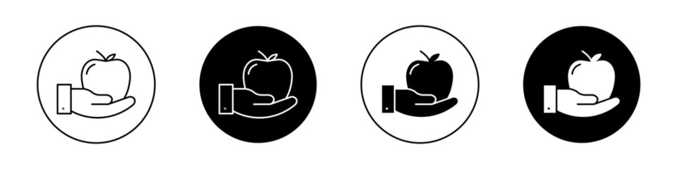 Foto op Aluminium Apple in Hand Icon Set. Apple Fruit snack vector symbol in a black filled and outlined style. Red Apple Sign. © Gopal