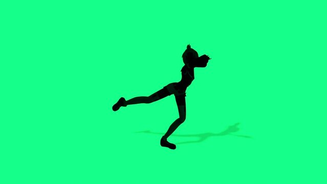 green screen cartoon anime animation -   silhouette cute  girl who dancing