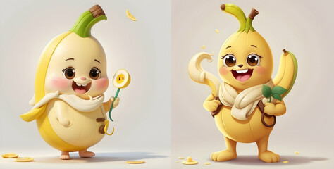 Obraz premium Cute and Adorable Banana Buddy. A Sweet Adventure in the World of Health.