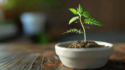 Small plant in pot shaped like growing graph - obrazy, fototapety, plakaty