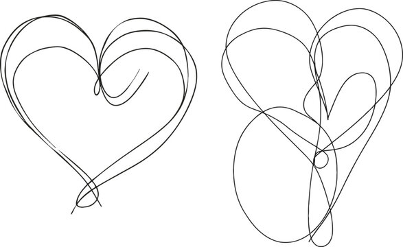 Continious line heart love sign