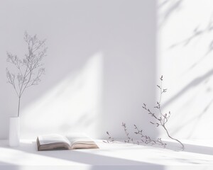 Old Holy Bible setup in a white minimalist environment a peaceful ode to spirituality - obrazy, fototapety, plakaty