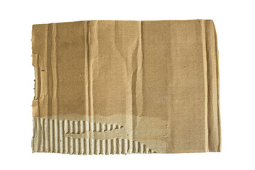 Piece of torn cardboard isolated on a transparent background.