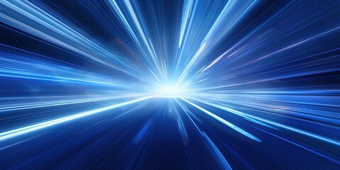 Fototapeta na wymiar Light speed, hyperspace, space warp background, in blue.