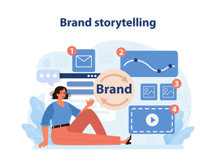 Fototapeta na wymiar Brand Storytelling Visualization. A creative vector illustration depicting the art of telling.