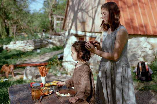 woman with son