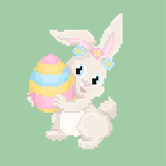 Easter bunny drawing, pixel art. Easter