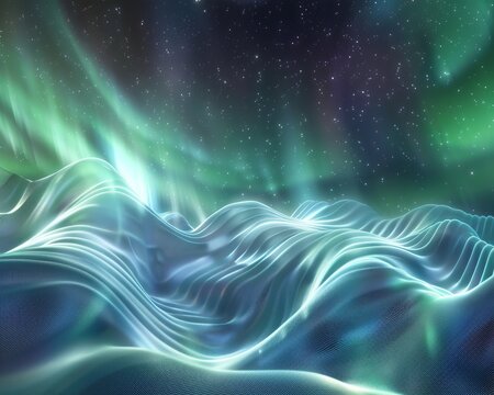 Quantum computing manifests as auroral waves casting a glow that signals the dawn of a new era in technology