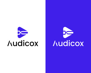 Abstract letter C with play logo design template