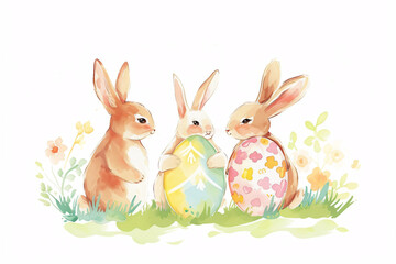 Obraz premium Easter Bunny Giant Colourful Huge Easter Egg Spring Flower