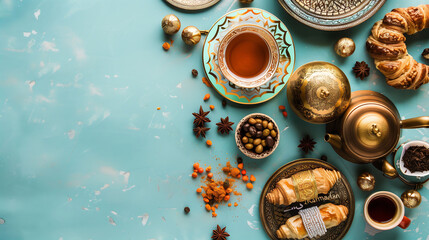 Obraz na płótnie Canvas Ramadan background with empty space in the middle, Arabic ornaments.