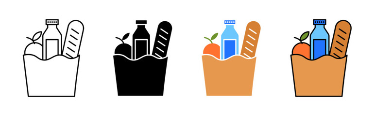 Groceries Vector Illustration Set. Market Haul Sign suitable for apps and websites UI design style.