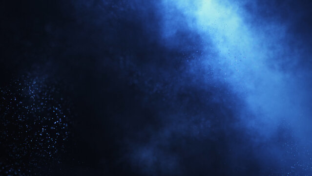 Blue particles and smoke background