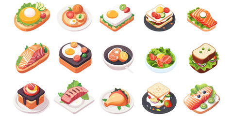 Set of food on a white background