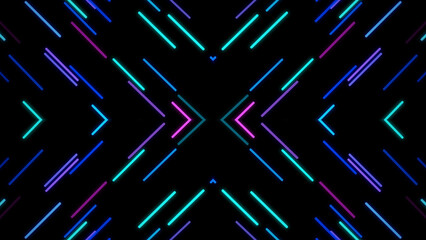 Colorful Neon Lines On Black Background