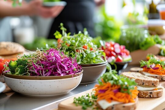 Culinary use of microgreens: vibrant modern kitchen image for blog cover