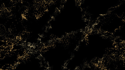Gold particles on black background