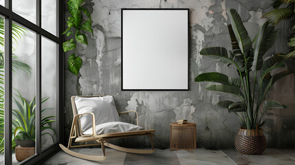 Illustration poster frame in interior background