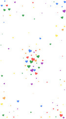 Rainbow colored scattered hearts. LGBT valentine