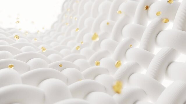 Wave cloth with microscopic detail and cleaning bubbles, 3d rendering.