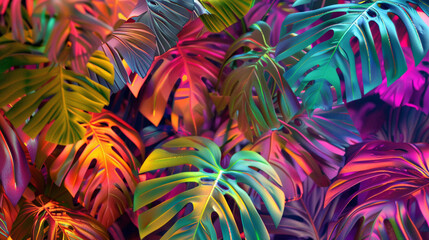 Fototapeta na wymiar A digital jungle alive with a riot of colors, each leaf a pixel of pure, unadulterated beauty in a world of endless possibility.