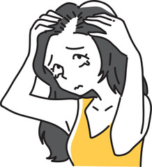 抜け毛に涙する女性