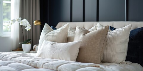 Nation interior design of a contemporary bedroom featuring white. Generative Ai