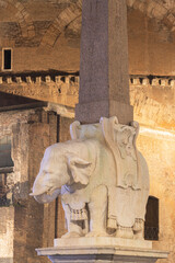 Antique elephant obelisk by Bernini. Piazza della Minerva. Roma, Italy