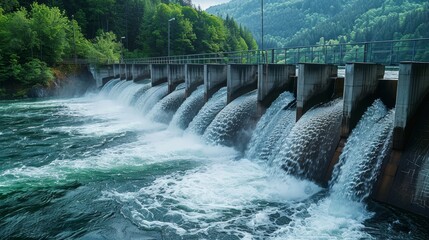 Innovative hydroelectric power plant with modern turbines, highlighting the advancements in renewable energy