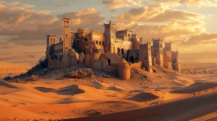 Zelfklevend Fotobehang Abandoned village in the desert of Sahara © Hassan