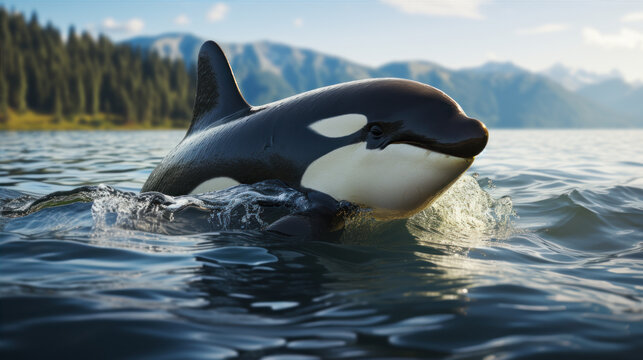killer whale jump above the water