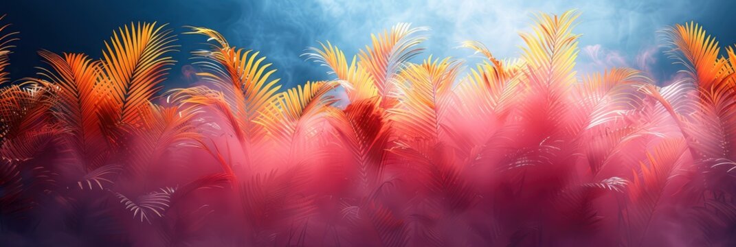 Tropical Palm Leaves Vibrant Bold Gradient, HD, Background Wallpaper, Desktop Wallpaper