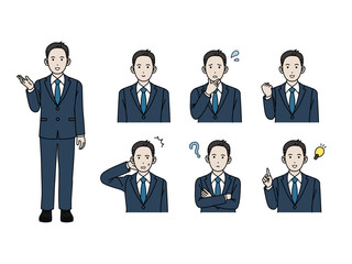 会社員の男性、ビジネスマンのイラストセット