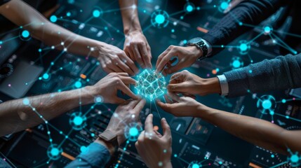 Investors engaging in a blockchain, powered platform for secure business and finance ventures