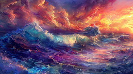 Chromatic waves crashing against a shoreline of pure imagination, each crest a symphony of color and light.