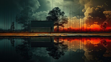 sunset over the river