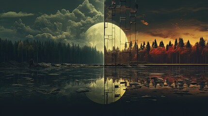 sunset over the lake
